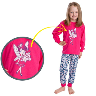 Dívčí pyžamo Betty Mode tmavě růžové vel. 92-140 víla s květinami
