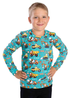 Chlapecké triko Betty mode STAVEBNÍ STROJE vel. 86-134 petrolejové