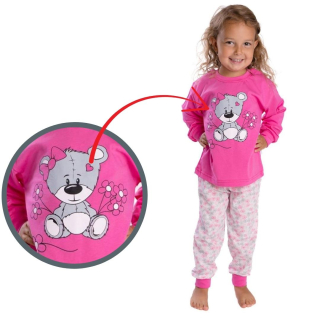 Dívčí pyžamo Betty Mode vel. 140 tmavě růžové s medvídkem