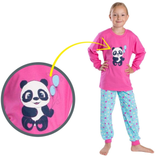Dívčí pyžamo Betty Mode vel. 134-146 tmavě růžové s pandou