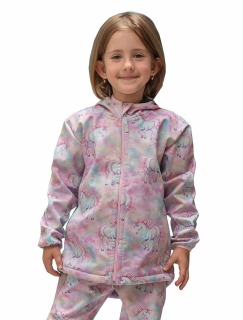 Dívčí jarní/podzimní softshellová bunda Esito s fleecem duo vel. 86-134 jednorožec