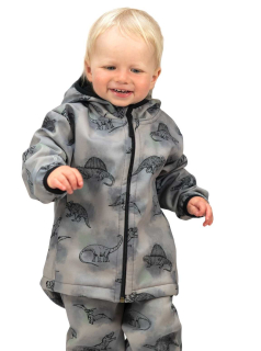 Dětská jarní/podzimní softshellová bunda Esito s fleecem vel. 86-116 šedá DINO