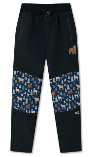 Chlapecké softshellové kalhoty Wolf & Wolfie s fleecem  B2595 vel. 98,122,128 černé zvířátka