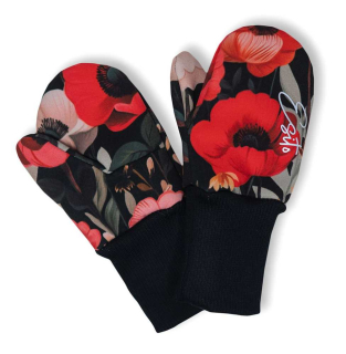 Dívčí palcové softshellové rukavice Esito s fleecem (více velikostí) Vlčí máky