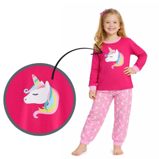 Dívčí pyžamo Wolf & Wolfie S2552 vel. 104-134 tmavě růžové