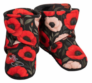 Softshellové barefoot bačkůrky, capáčky s fleecem na jaro a podzim vlčí máky (2-18 měsíců / více velikostí)