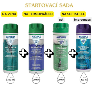 Startovací sada Nikwax praní: softshell + vlna + termoprádlo + impregnace softshellu do pračky