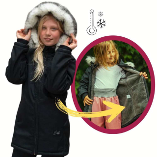 Dívčí zimní kabát Esito s umělým kožíškem vel. 110-146 černý