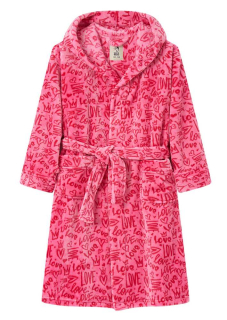 Dívčí župan Wolf & Wolfie Z2593 vel. 164/170 růžový nápisy LOVE