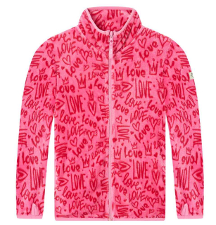 Dívčí mikina Wolf & Wolfie B2549 vel. 116-146 tmavě růžová nápisy LOVE