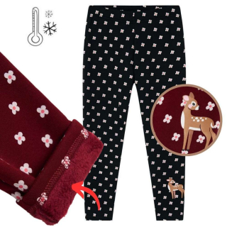 Dívčí zateplené legíny Wolf & Wolfie T2528 vel. 116-146 černé vzor