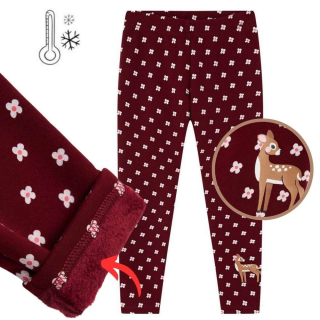 Dívčí zateplené legíny Wolf & Wolfie T2528 vel. 122-146 bordo vzor