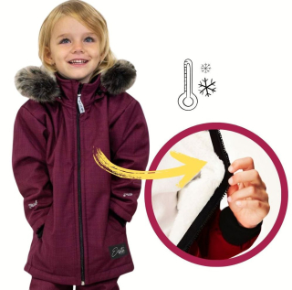 Dívčí zimní kabát Esito s umělým kožíškem vel. 86,104,128,140 vínový