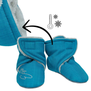 Softshellové barefoot bačkůrky, capáčky S KOŽÍŠKEM (podzim,zima) tyrkysové (2-18 měsíců / více velikostí)