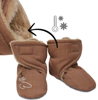 Softshellové barefoot bačkůrky, capáčky S KOŽÍŠKEM (podzim,zima) hnědé (2-18 měsíců / více velikostí)