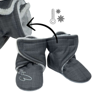 Softshellové barefoot bačkůrky, capáčky S KOŽÍŠKEM (podzim,zima) šedé (2-18 měsíců / více velikostí)