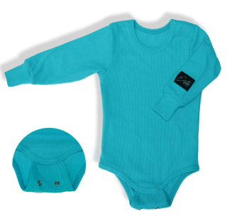 Dětské rostoucí body Esito vel. 56/62-92/98 žebrované tyrkysové