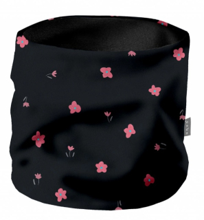 Funkční fleecový nákrčník Unuo černý s kytičkami