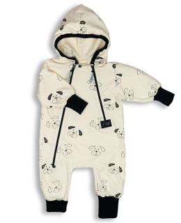 Rostoucí dětský teplákový overal TLAPKA vel. 56/62-92/98 smetanový