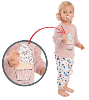 Dívčí pyžamo Betty Mode vel. 98-146 kočičí rodinka pudrové