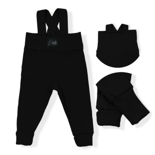 Rostoucí žebrované tepláčky Esito s kšandami vel. 56/62-92/98 černé