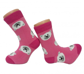 České dívčí zimní termo ponožky medvídek POLAR vel. 16-18 (23-27) - 22-24 (33-37) růžové