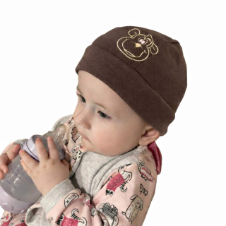 Jarní pirátka hnědá s béžovou opičkou obvod 28-43 cm (pro miminka, vhodné i pro panenky)