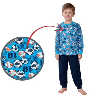 Chlapecké pyžamo Betty Mode vel. 110-152 modré fotbalové míče