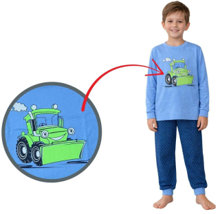 Chlapecké pyžamo Betty Mode vel. 98-128 sv.modré - traktor s radlicí
