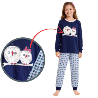 Dívčí pyžamo Betty Mode vel. 170 tmavě modré sovičky