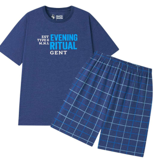 Letní pánské pyžamo Wolf & Wolfie S2675A vel. M-XXXL modré