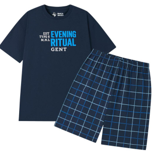 Letní pánské pyžamo Wolf & Wolfie S2675A vel. M-XXXL tmavě modré