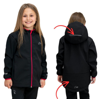 Dívčí jarní/podzimní softshellová bunda Esito s fleecem duo vel. 86-146 černá s tmavě růžovou