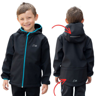 Dětská jarní/podzimní softshellová bunda Esito s fleecem vel. 86-146 černá s modrou