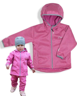 Dívčí jarní/podzimní softshellová bunda Esito s fleecem vel. 74-86 růžový melír