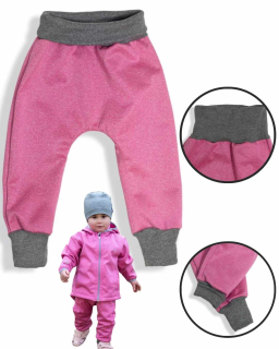 Dívčí rostoucí softshellové kalhoty Esito s fleecem vel. 74-86 růžový melír