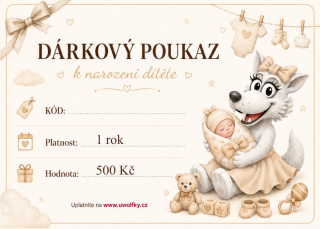 Dárkový poukaz narození dítěte béžový / hodnota 500,- Kč zaslání e-mailem