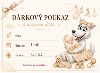 Dárkový poukaz narození dítěte béžový / hodnota 750,- Kč zaslání e-mailem