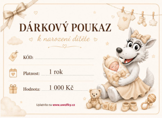 Dárkový poukaz narození dítěte béžový / hodnota 1000,- Kč zaslání e-mailem
