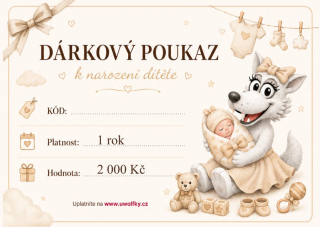Dárkový poukaz narození dítěte béžový / hodnota 2000,- Kč zaslání e-mailem