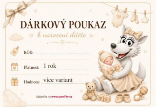 Dárkový poukaz narození dítěte béžový pro holčičku i kluka zaslání e-mailem