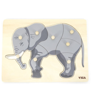 Dřevěná montessori vkládačka - puzzle Slon 