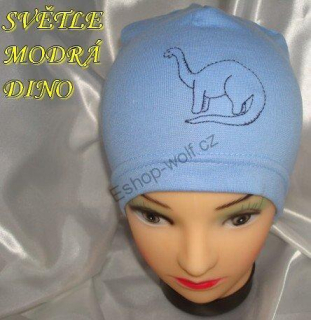 Jarní/podzimní čepice světle modrá dino  obvod 45-51 cm