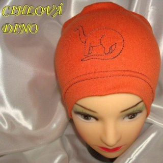 Jarní/podzimní čepice cihlová dino obvod 45-51 cm