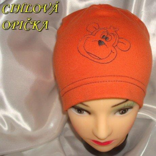 Jarní/podzimní čepice cihlová opička obvod 45-51,50-53 cm