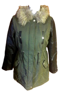 Přechodová dívčí bunda Primark s kožíškem (podzim/zima) vel. 134 khaki s černou