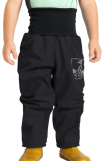 Dětské softshellové kalhoty Unuo s fleecem vel. 80/86-98/104 černé Evžen