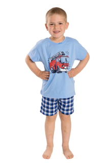 Chlapecké letní pyžamo Betty Mode vel. 128 světle modré hasiči
