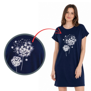 Dívčí a dámská noční košile Betty mode vel. 164,176,L,XXXL,XXXXL tmavě modrá pampelišky