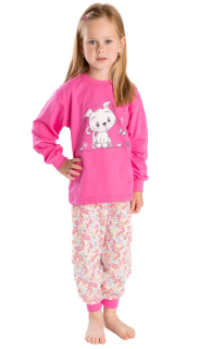 Dívčí pyžamo Betty Mode vel. 104,110 růžové kočička s mašlí